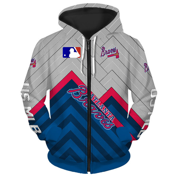 Atlanta Braves Hoodie 3D Baseball Zip Hoodie for Fan MLB