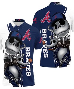 Atlanta Braves Jack Skellington And Zero Polo Shirt All Over Print Shirt 3d T-shirt