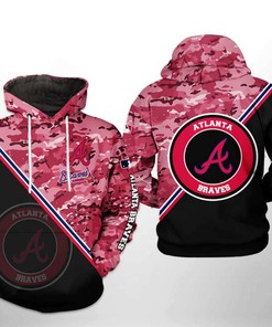 Atlanta Braves MLB Camo Team 3D Hoodie Zipper Hoodie