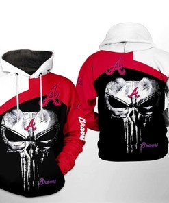 Atlanta Braves MLB Skull Punisher 3D Hoodie Zipper Hoodie
