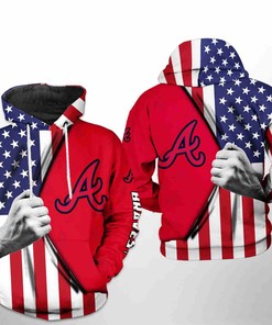 Atlanta Braves MLB US Flag 3D Hoodie Zipper Hoodie