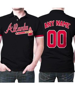Atlanta Braves Majestic 2019 Alternate Black Team Jersey Inspired Style Polo Shirt All Over Print Shirt 3d T-shirt