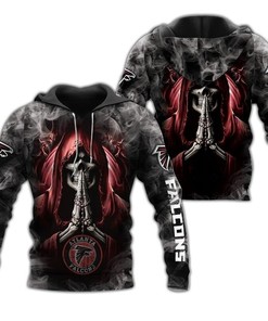 Atlanta Falcons Hoodie 3D Zip Hoodie Death Smoke Graphic Gifts for Fans