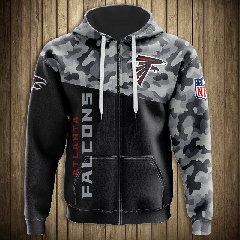 Atlanta Falcons Military Hoodie 3D Zip Hoodie 3D Zip Hoodie Long Sleeve New Season