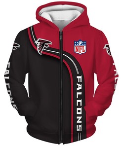Atlanta Falcons Zip Hoodie 3D Cute Zip Hoodie Pullover Gift for Fans