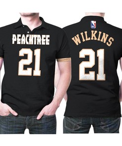 Atlanta Hawks Dominique Wilkins #21 Nba Swingman Black City Edition 3d Designed Allover Gift For Atlanta Fans Polo Shirt