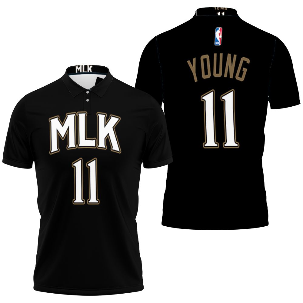 Atlanta Hawks Trae Young #11 Great Player Nba Basketball Team Mlk 2020 Black Polo Shirt