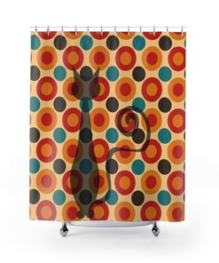 Atomic Cat Sexton Retro Geometric Mid Century Modern Shower Curtain