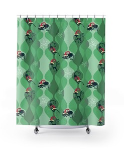 Atomic Cat Shower Curtain, Retro Christmas Shower Curtain, Cute Christmas Decor Indoor, MCM Christmas Decor, 1960s Bathroom Decor