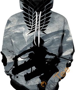 Attack On Titan Print Pullover With Front Pocket Sport All Over Print Hoodie 3D