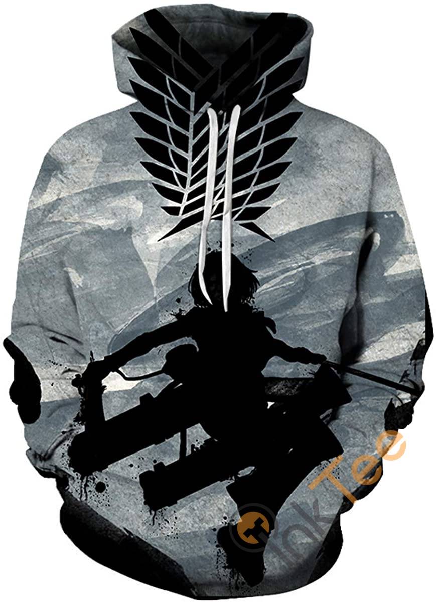Attack On Titan Print Pullover With Front Pocket Sport All Over Print Hoodie 3D