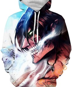 Attack On Titan Print Pullover With Front Pocket Sport All Over Print Hoodie 3D 1