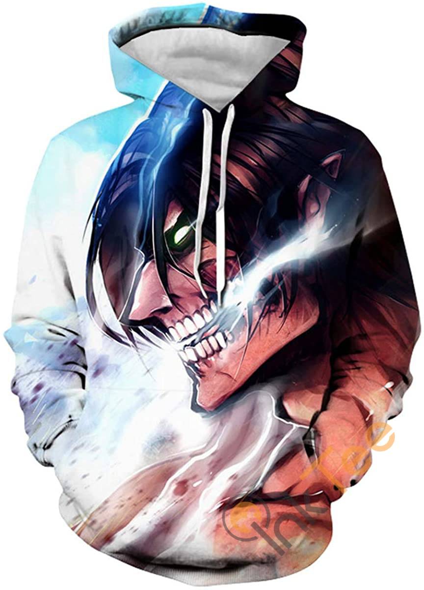 Attack On Titan Print Pullover With Front Pocket Sport All Over Print Hoodie 3D 1