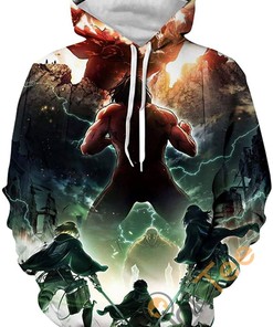 Attack On Titan Print Pullover With Front Pocket Sport All Over Print Hoodie 3D 2