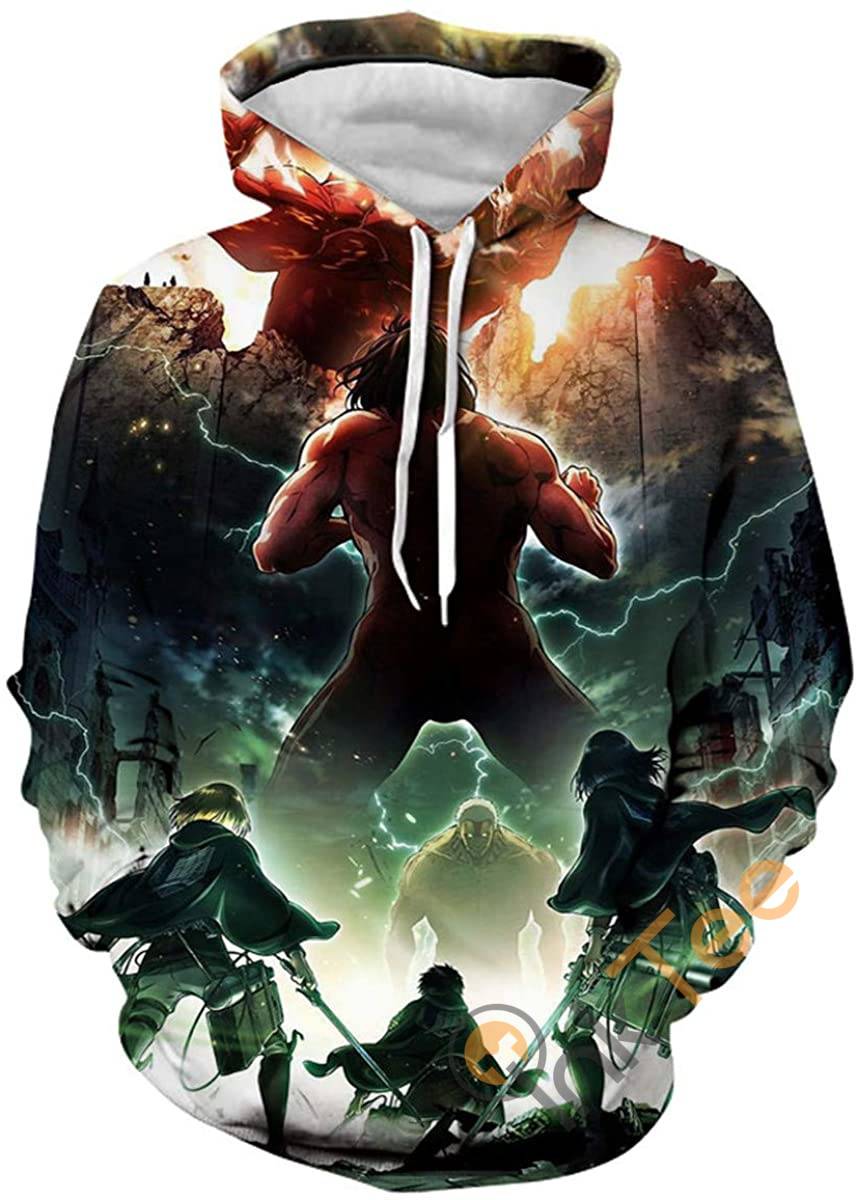 Attack On Titan Print Pullover With Front Pocket Sport All Over Print Hoodie 3D 2