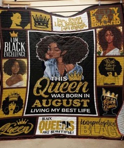 August Black Women Black Beautiful Queens Quilt Blanket Bedding Set