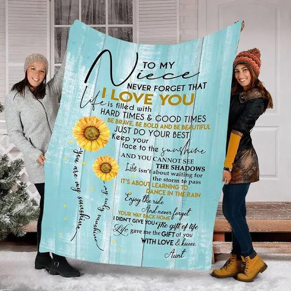 Aunt For Niece Sunflowers Keep Your Face To The Sunshine Printed Blanket72