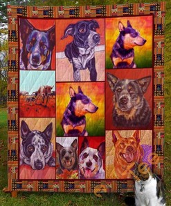 Australian Cattle Dog Themed Quilt Blanket Bedding Set with 2 Pillowcases
