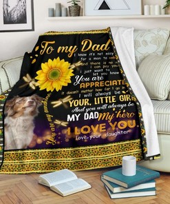Australian Shepherd Love Dad Fleece Blanket Quilt Blanket Bedding Set