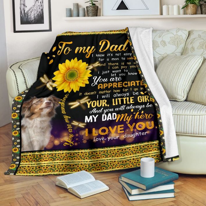 Australian Shepherd Love Dad Fleece Blanket Quilt Blanket Bedding Set