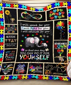 Autism Awareness Inspired I Will Speak For You I Wil Fight For You I Will Advocate For You Quilt Blanket Bedding Set