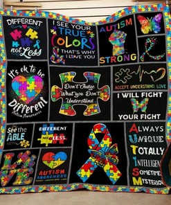Autism Awareness Quilt Blanket Bedding Set for Home Décor