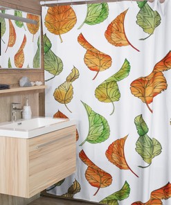 Autumn Fall Floral Leaves Shower Curtain, Fall Bathroom Decor, Bathroom Curtain, Fall Home Decor, Leaf Shower Curtain, Bathroom Accessories