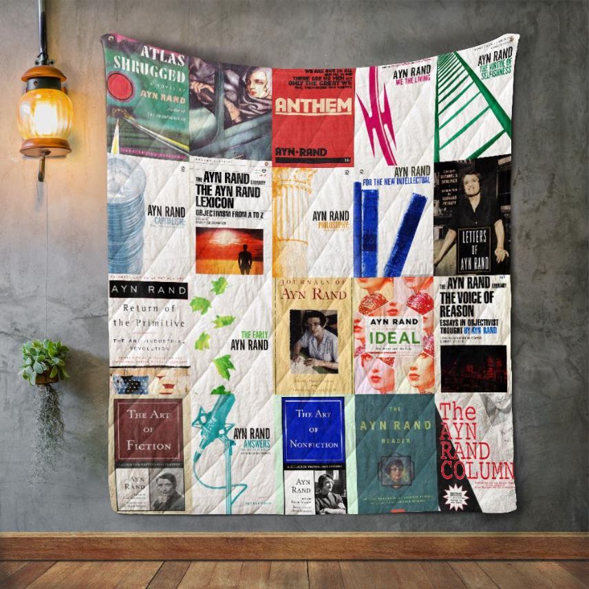 Ayn Rand Books Quilt Blanket Bedding Set for Home Décor