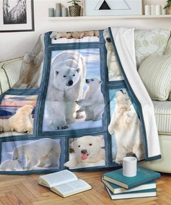 Baby And Mom Polar Bear Bear Lover Sherpa Fleece Blanket Gifts for Family, for Couple