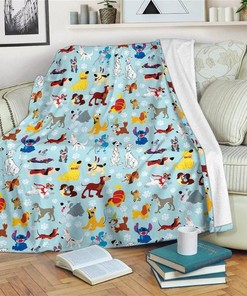 Baby Blue All Disney Dogs Paws Disney Inspired Bedroom Livingroom Office Home Decoration Sherpa Blanket Fleece Blanket Funny Gifts