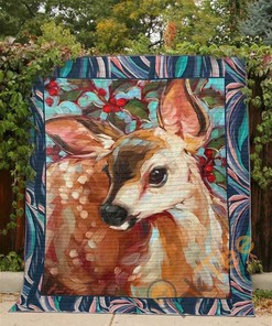 Baby Deer Colorful Deer Quilt Blanket Bedding Set
