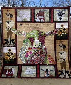 Baby Goat On Farm Quilt Blanket Bedding Set for Home Décor