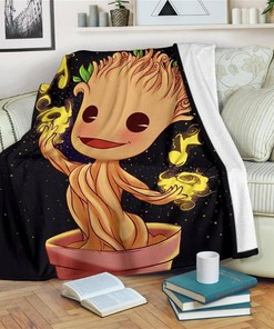 Baby Groot Cute Sherpa Fleece Blanket Gifts for Family, for Couple