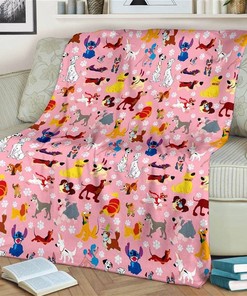 Baby Pink All Disney Dogs Paws Disney Inspired Bedroom Livingroom Office Home Decoration Sherpa Blanket Fleece Blanket Funny Gifts