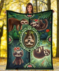 Baby Sloth Sloth Lover Sherpa Fleece Blanket Gifts for Family, for Couple