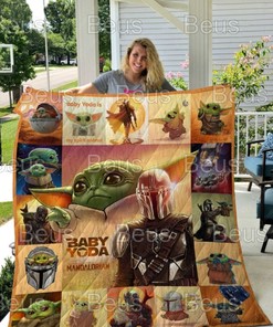Baby Yoda Fan Quilt Blanket Bedding Set for Home Décor