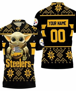 Baby Yoda Hugs Pittsburgh Steelers Football 2020 Personalized 3D All Over Print Polo Shirt
