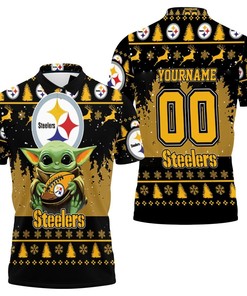 Baby Yoda Hugs Pittsburgh Steelers Ugly Sweater 3d Personalized Polo Shirt All Over Print Shirt 3d T-shirt