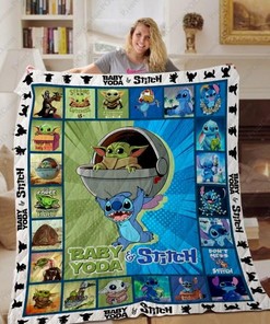 Baby Yoda andamp Stitch Special Quilt Blanket Bedding Set