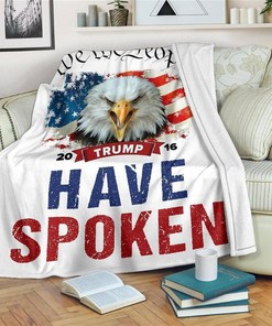 Bald Eagle We The People Have Spoken Trump 2020 Sherpa Fleece Blanket Gifts for Family, for Couple