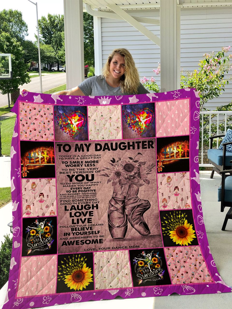 Ballet To My Daughter Personalized Quilt Blanket Bedding Set