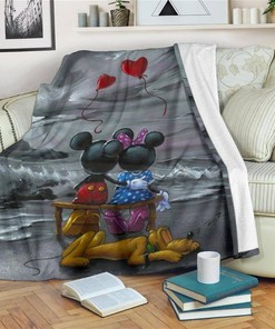 Balloon Mickey And Minnie In Love Sherpa Fleece Blanket Gifts for Family, for Couple