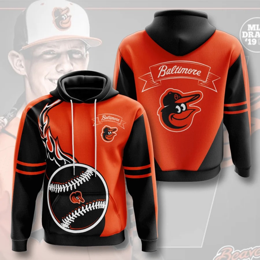 Baltimore Orioles Hoodie 3D Zip Hoodie Flame Balls Graphic Gifts for Fans