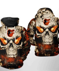Baltimore Orioles MLB Skull 3D Hoodie Zipper Hoodie 1