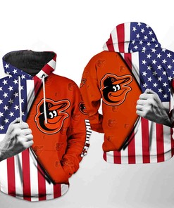 Baltimore Orioles MLB US Flag 3D Hoodie Zipper Hoodie