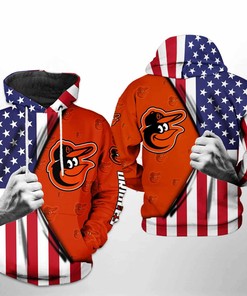 Baltimore Orioles MLB US Flag 3D Hoodie Zipper Hoodie 1