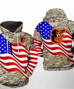 Baltimore Orioles MLB US Flag Camo Veteran 3D Hoodie Zipper Hoodie