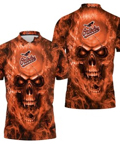 Baltimore Orioles Mlb Fans Skull Polo Shirt All Over Print Shirt 3d T-shirt
