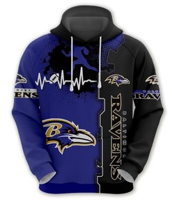 Baltimore Ravens 3D All Over Print Zip Hoodie for Nfl Fans