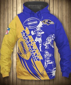 Baltimore Ravens Hoodie 3D Cartoon Player Cute Zip Hoodie